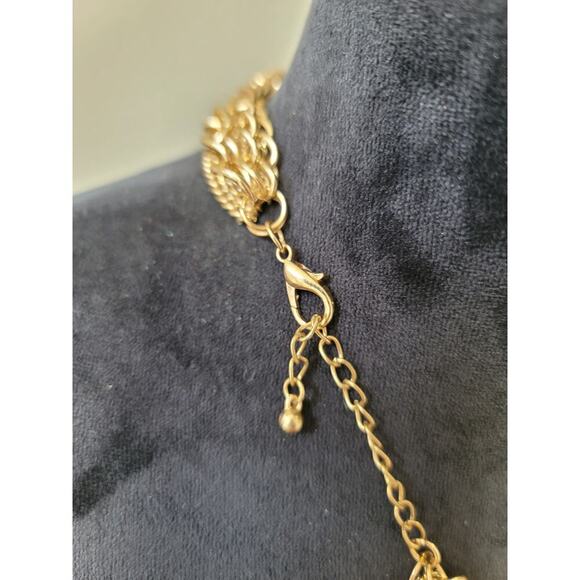 Women's Chunky Green Resin Chain Necklace With Gold Lobster Clasp Lock - Picture 7 of 7